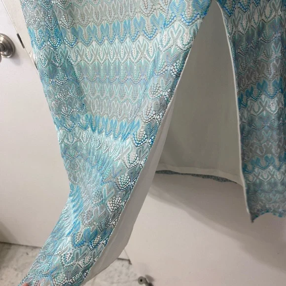 Crochet knit Bodycon Slip Dress Wild Fable Aqua Blue,midi dress, summer … - Picture 9 of 11